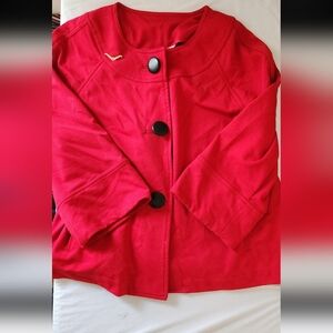 Kim rogers Women's Size Large Red Button Front jacket #F01